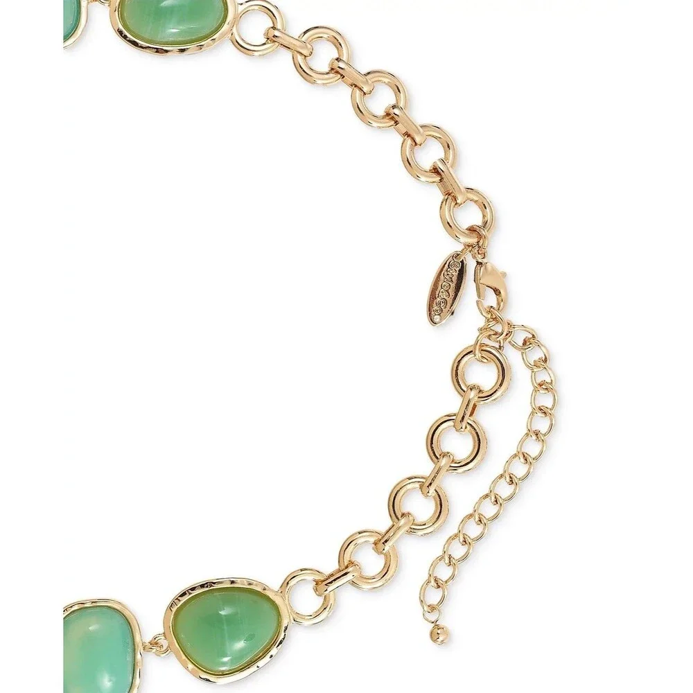 Style & Co. Gold-Tone Green Stone Statement Necklace & Matching Earring Set NWT